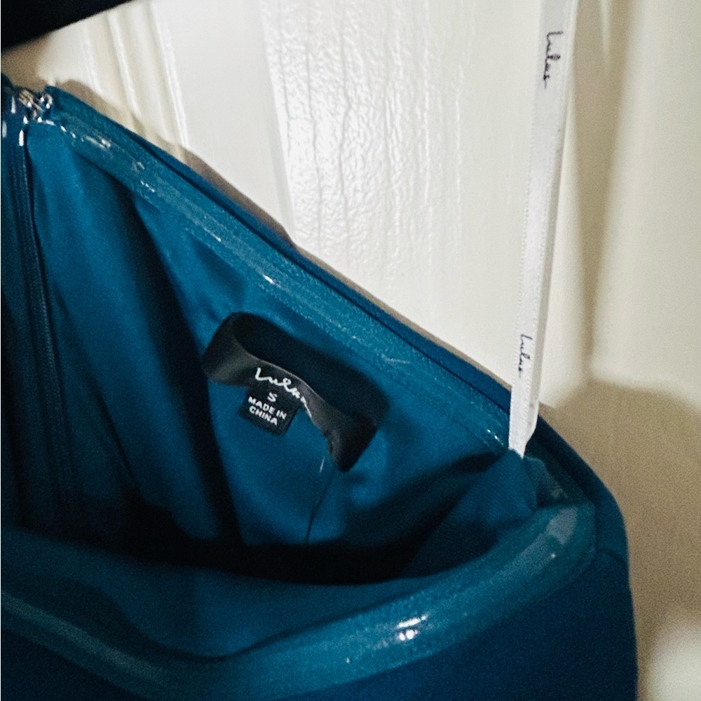 Lulus Ultimate Poise Teal Blue One-Shoulder Midi Dress Size XS NEW NWT - Picture 8 of 9
